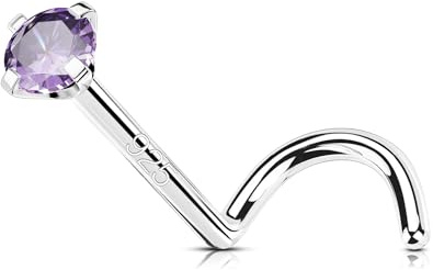 OUFER 20G Oro bianco Piercing Naso Argento 925 Anello Naso 7mm Nose Ring CZ Viola/Blu/Nero Nose Pin Piercing Nasale S Nose Piercing Piercing Naso Donna Piercing Naso Nostril (CZ Viola)