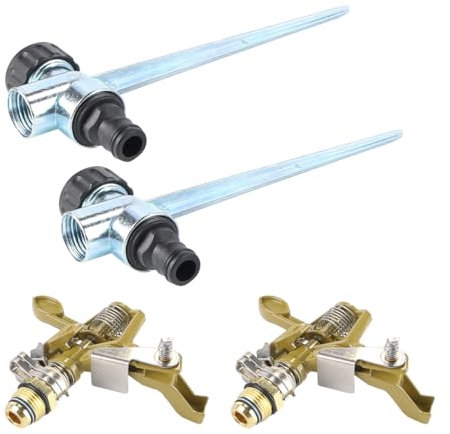 Nicear Arroseur De Pelouse À Impulsion 360° Avec Pointes En Alliage De Zinc - Diamètre De Couverture De 26 M, Arroseur De Jardin Réglable Pour Grandes Surfaces, Compatible Avec Tuyau Standard De 3/4