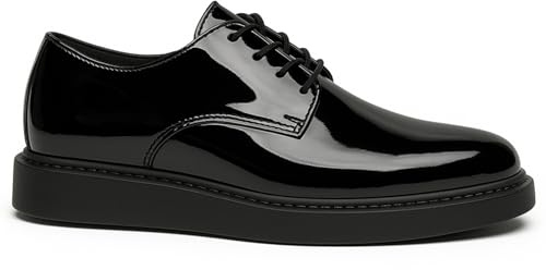 Solaress 03 Zapatos formales para hombre de negocios Oxford charol zapatos con cordones, Negro , 43 EU
