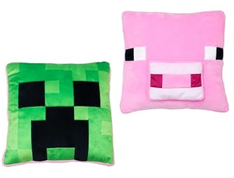 Minecraft Officially Licensed Vibes Square Cushion, Super Soft Reversible 2 Sided, Perfect for Any Bedroom, Sofa or on the Bed 35cm x 35cm