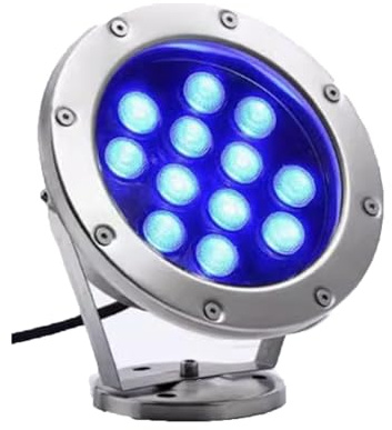 JOUFNING Submersible LED Fountain Light - 12V Outdoor Underwater Pool Lamp, IP68 Waterproof Pond Spotlight, Adjustable Landscape Light, for Garden Courtyard Pond Lighting(White,12W)