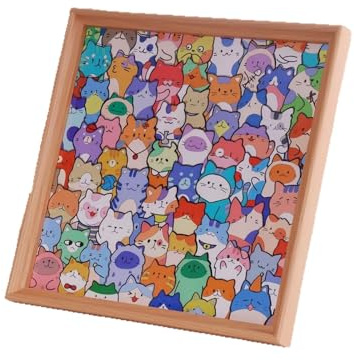Cadre puzzle en bois 3D en forme de chat à faire soi-même, cadre photo en bois à peindre, photo créative pour la décoration de la maison, les amateurs d'artisanat (24 couleurs avec stylos)