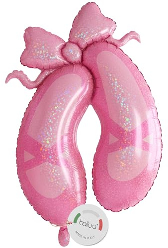 balloa Foil Balloon XXL Ballerina Shoes, Helium Balloon Ballet Decoration, Balloon Dance Party Motif for Children's Birthday, Gift for Girls Birthday, Party Decoration Ballet Shoes Balloon, 82 cm
