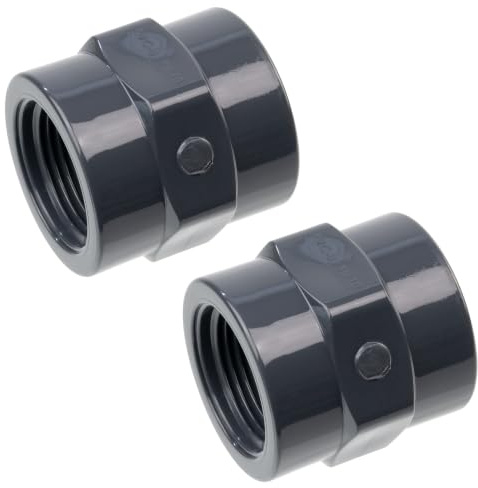AERZETIX - Set med 2 gängade hylsor 3/4 x 3/4 tum - kvinnlig till kvinna i plast - rak tryckkoppling för rör 10 bar