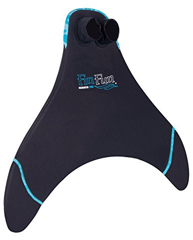 Fin Fun Mermaid Monofin, Swim Fin for Kids and Adults (Blue Trim Black, Junior - Ages 6-11)