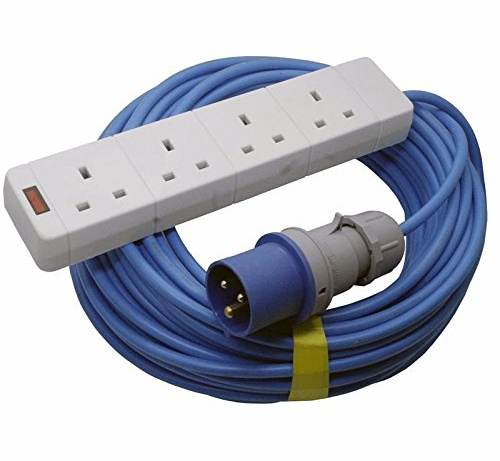 Zexum 6147 16 A Male 4 Gang Camping and Caravan Hook Up Cable, Blue, 10 m