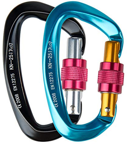 Tompig Karabiner, Kletterkarabiner [25KN] Heavy Duty Karabiner Clips mit Schraubgitter, für hohe Beanspruchung mit Schraubsicherung zum Klettern, Abseilen, Hängematten, Hundelein