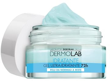 Dermolab - Crema Viso Idratante Gel 72H per Pelle Normale e Mista con Pool di Acido Ialuronico, Effetto Rimpolpante, Protegge la Cute con un'Azione Antiossidante, 50 ml