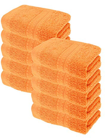 Julie Julsen® Bio Gästetuch-Set, 10 Gästetücher in 32 Farben erhältlich weich und saugstark Orange 30x50 cm