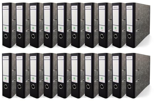Netuno 20 Raccoglitori a Leva A4 Ekobox Dorso 7,5 cm Colore nero 2 Anelli Cartone Riciclato Marmorizzato Registratori Ecologici per Ufficio scuola Archiviazione Documenti Senza Custodia