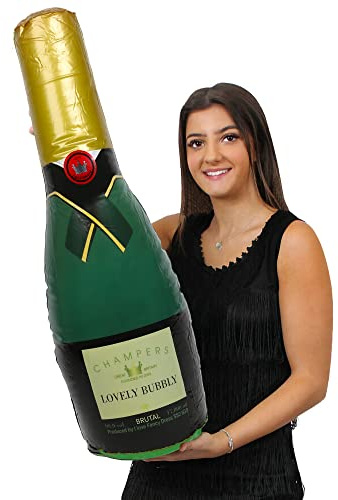 I LOVE FANCY KLÄNNING gigantisk uppblåsbar champagneflaska – x 2–73 cm (30 tum) – uppblåsbar flaska för födelsedag – årsdag – nyårsfest dekoration rekvisita eller pooltillbehör
