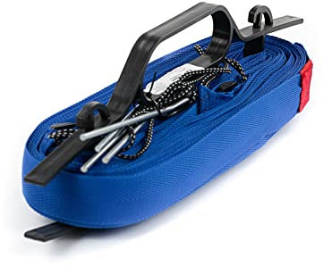 RomiSport Linien für Badminton Spielfeldmarkierung Courtline max. 6.15 x 13.4 m Linien zum Badminton Breite 4cm Markierung Gelb Rasen Sand Ankerhaken (Blau)