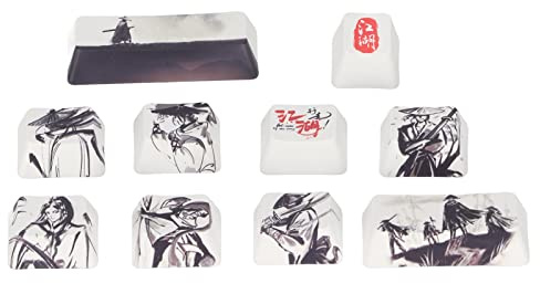 cigemay 10 Piezas de Teclas de Repuesto, Teclas Esc Ctrl Shift Alt DIY PBT, Resplandeciente Patrón de Pintura de Tinta China, Accesorios para Teclados Mecánicos de 6/87/104/108 Dígitos