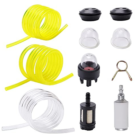 VooGenzek 10 ST Bränsleslang Rör Trimmer Set, 1m Bränsleslang, Bensinfilter, Primer Bulb Pump, Bränsletankens Packning, för GräsklippareTrimmer Motorsåg Trimmer Blåsare Trädgårdsmaskin Montering