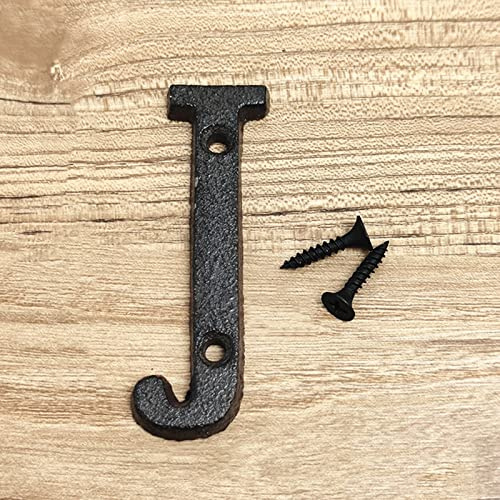 3D House Plaque Numbers 0-9 Letter A-Z Black Cast Iron 8cm Metal Digital Door Plate Sign with Screws Alphabet Home Outdoor Anti-Rust Exterior Signage Doorplate Hotel Apartment Street Mailbox (J)