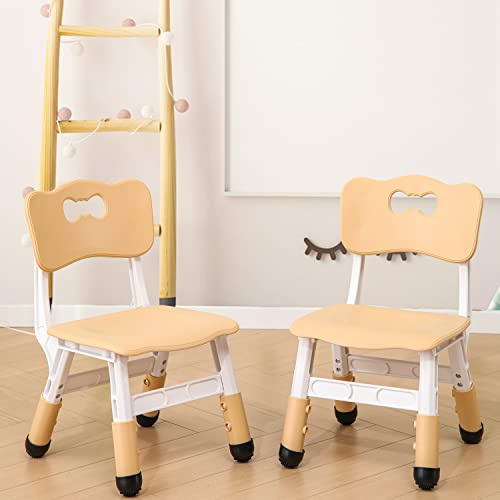 Adjustable Kid Chairs Indoor 3 Level Adjustable Suitable for Children Age 2-6. Maximum Load-Bearing 220LBS Suitable for Family Classroom and Nursery Child Seat Set (2-Pack-Beige)
