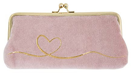 ARTEBENE Kosmetiktasche mit Clipverschluss Kulturtasche Schminktasche Kosmetikbeutel Make-Up Samt Herz