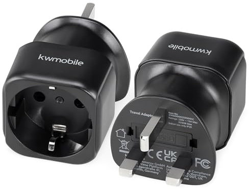 kwmobile Reiseadapter UK - Stromadapter für England - Schuko Stecker - Steckdosenadapter- Reisestecker - England Steckdose - Reisestecker - 2 Stück - Schwarz