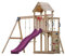 AXI Moos Spielturm aus Holz mit 2 Schaukeln & Strickleiter | XXL Spielhaus/Spielplatz für Kinder mit Kletterwand, Sandkasten & Rutsche in Lila | Schaukelgerüst für den Garten..