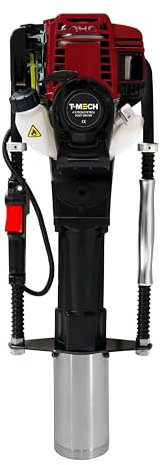 Petrol Post Driver 4 Stroke Fence Knocker Pile Jack Hammer Ramming Construction Farm Picket Fencing Garden Heavy Duty Thumping Thumper Gasoline Ram 4 Attachments Free Portable Carry Case & Tool Kit