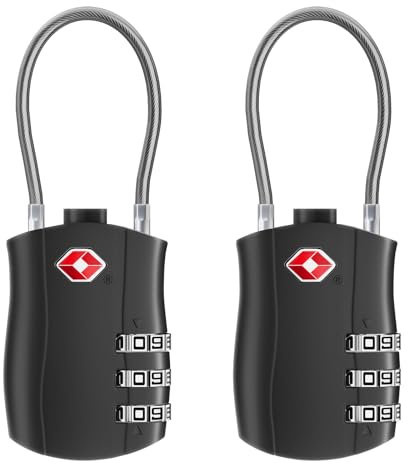 NAGE Kofferschloss Zahlenschloss, Zelt Schloss, Schloss mit Zahlencode 3 Stellig, TSA Genehmigt Gepäckschloss, Kabelschloss, Reiseschloss für Koffer, Rucksäcke, Zelt (2 Stücke, Schwarz)