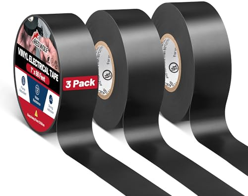 RED WOLF Vinyl Electrical Tape 1-66Ft 3 Pcs, UL CSA Listed PVC Electric Tape 7 Mil Thick Flame Retardant Strong Rubber Based Adhesive Tape Rated 600V for Electrical Automotive Application