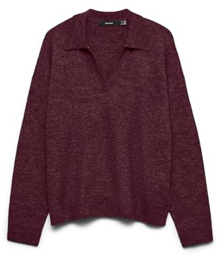 VERO MODA Vmlefile Ls Poloneck Pull Noos, Vin, M