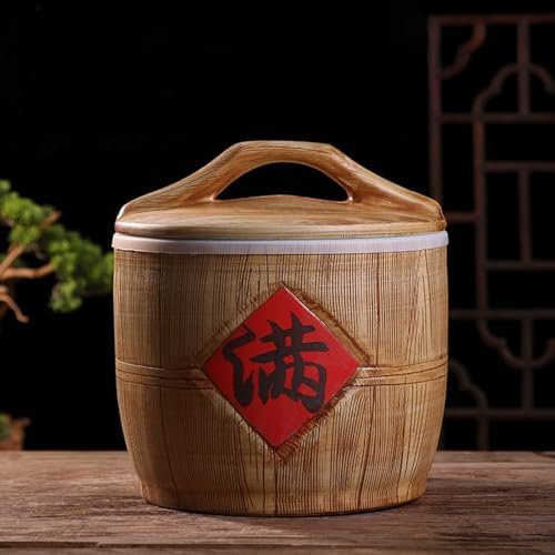Home Rice Storage Jar, Ceramic Rice Storage Containe, Food Storage Jar, Grain & Rice Storage Ceramic Container, Large Capacity Grain Dispenser, Suitable for Cereal, Flour, Sugar, Coffee, Rice.