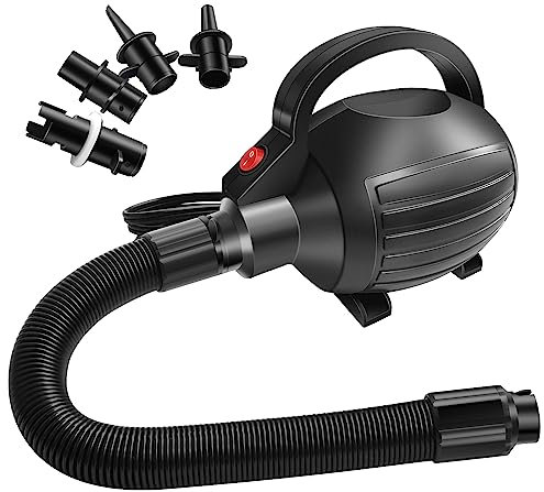 AWSUM 600W Elektrische Luftpumpe, 220-240V Luftpumpe Elektrisch mit 4 Düsen für Aufblasbare Air Matte Track Schwimmringe, Luftmatratze, Flöße, Boote, Wasserbetten, Board, Kinderbecken, Yoga-Bälle usw