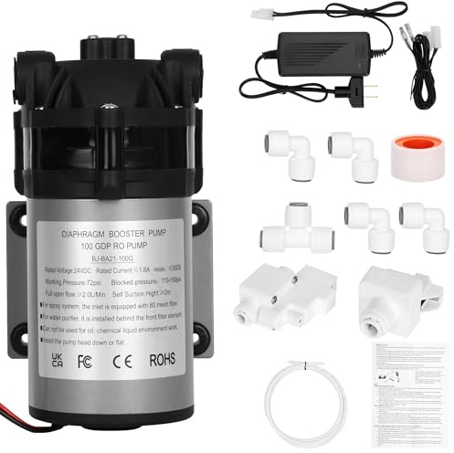Betollo 2025 New 100G 6800 RO Booster Pump Kit 1/4,Bring the High-Voltage and Low-Voltage Switches，2-Meter Water Pipe,Suitable for Household Reverse Osmosis Systems Water Pressure Booster Pump