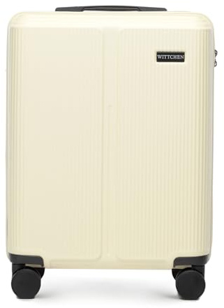 WITTCHEN Stripes Line | Kabinenkoffer 55 × 39 × 20 cm (M) | Hartschale ABS handgepäck Koffer 36 l, 4 Rollen 360° & Zahlenschloss | Handgepäck Tasche für Lufthansa/Eurowings/Ryanair | Farbe: Creme