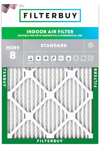 Filterbuy 15.5x19.5x1 Air Filter MERV 8 Essential Dust & Allergy Defense (1-Pack), Electrostatic Pleated HVAC AC Furnace Filters Replacement (Actual Size: 15.50 x 19.50 x 0.75)