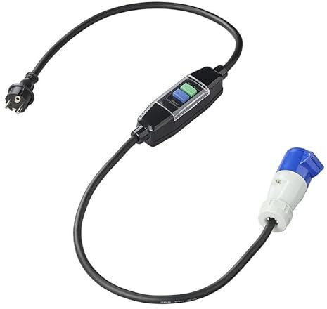 Adapterkabel 150 cm Schuko auf CEE mit integriertem FI-Schalter – Fehlerstromschutz IP44/IP55 für Camping & Wohnmobil