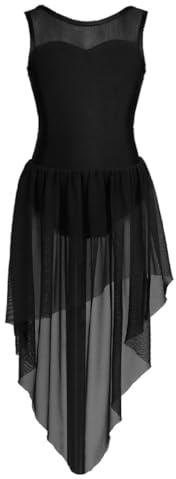 Sinleey Enfant Fille Robe Danse Lyrique sans Manches Asymétrique Robe Danse Contemporaine Justaucorps Ballet Tenue Dancewear