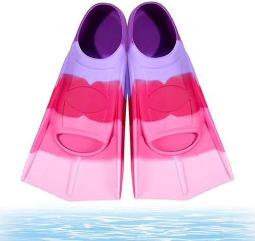 bechoanigel Pinne da Nuoto per Bambini,Pinne Corte in Silicone, Unisex Comode Pinne da Allenamento, Pinne Corte da Snorkeling e Allenamento per Bambini e Adulti (Viola, XS)