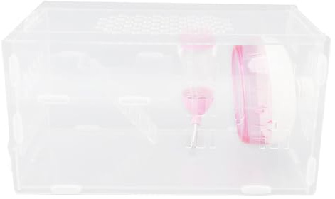 FILFEEL Litet Hamsterhus i Akryl – Transparent Silent-Wheel Portable för Hamstrar och små Husdjur, Utrymmesbesparande Ventilerat med Robust 5 Mm Akrylkonstruktion, Enkel Design