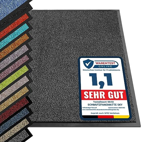 etm - tapete antideslizante que atrapa suciedad, absorbente, resistente, para entrada de interior y exterior (Antracita/Negro, 120 x 300 cm) alfombrilla lavable, alfombrilla de barrera, felpudo para