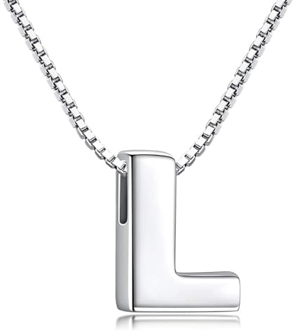 Candyfancy Collar de Mujer de Plata de Ley 925 Pequeñas Iniciales Collar con Colgante Letras A-Z para Mujer Hombre Pareja 45 cm(Letra L Collar)