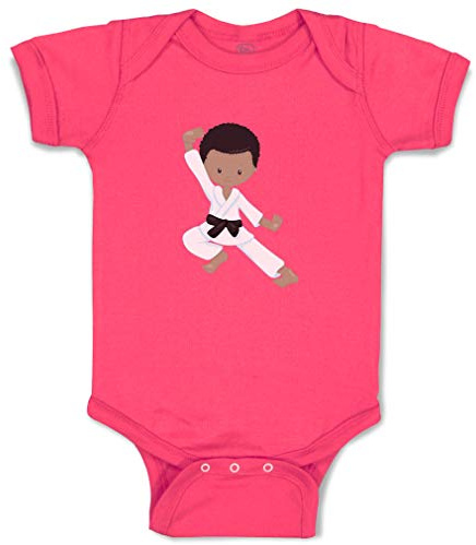 Custom Boy & Girl Baby Bodysuit Karate Boy Kin Black B Funny Cotton Baby Clothes Hot Pink Design Only 6 Months