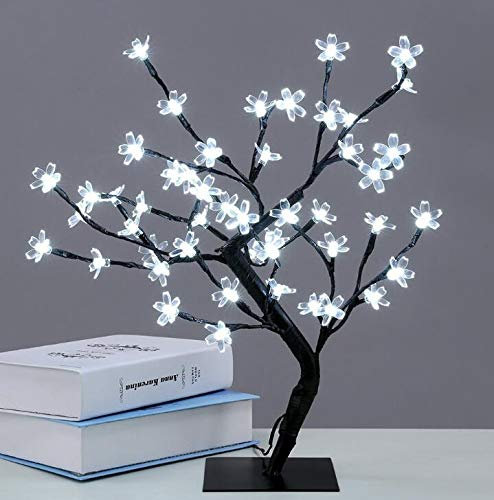 Kalavika - Albero luminoso a LED per Natale, 48 LED, lampada di ciliegio, 0,45 m, luce dell'albero per decorazione interna (bianco freddo)