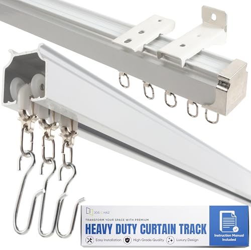 Jos & Haz Ceiling Curtain Track Set – 3ft-13ft / 4 Meter – Premium Heavy Duty Curtain Track, Ceiling Mount and Wall Mount for Room Divider, Living Room, Bedroom, Office