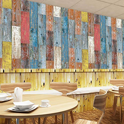 Hiser 20 Pezzi Stile Imitazione venatura del Legno Pellicole Adesive per Mobili e Pareti, Rotoli Carta Adesiva Altissima Risoluzione con Varie Misure, Wrapping Piastrelle Cucine (Colore,15cm)