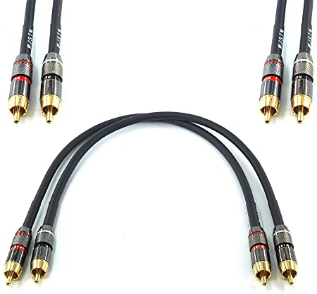 WJSTN RCA to RCA Cable 1ft Stereo Audio Cable,1rca Male to 1rca Male Cable Short Apply to with Speaker, AMP, Turntable, Receiver, Home Theater, Subwoofer, Double Shielded 2Pack.