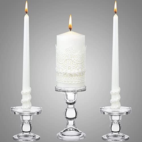 Irenare Unity Candles with Holder for Wedding Ceremony Wedding Decortions Accessories Glass Candle Holder Pillar Candle for Formal Events Church(Classic Style)