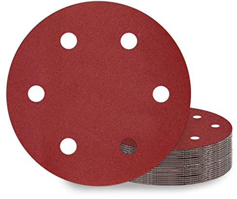 KONGMING Schleifpapier 225mm Klett 25 Stück 6 Loch Körnung P180 für Trockenbauschleifer Schleifgiraffe langhalsschleifer