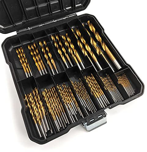 99 Piezas Juego Brocas Helicoidales Madera, Broca Acero de Alta Velocidad con Recubiertas en Titanio, Para Taladrar Madera y Perforar Plástico(Ø 1,5-10 mm) (1)