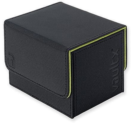 Vault X Caja para mazos de cartas coleccionables de carga lateral, 100+ cartas, material Exo-Tec de primera calidad, tapa magnética extraíble, MTG Commander, TCG (Negro/Verde)