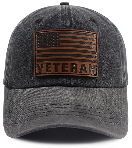American Flag Veteran Military Hats for Men Women, Funny Leather Patch US Army Hat, Adjustable Cotton Patriotic Baseball Cap, Birthday Retirement Gifts for Dad Grandpa Brother Friend Vietnam Veteran