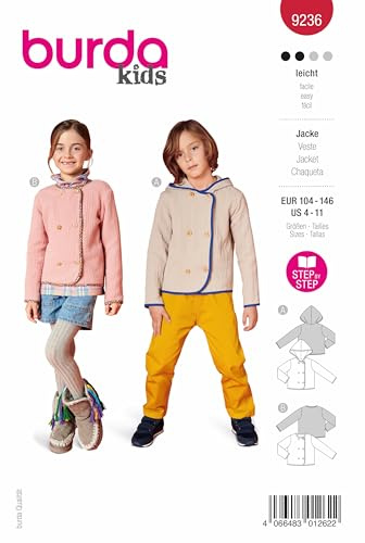 Burda Schnittmuster, 9236, Jacke [Kinder, Gr. 104-146 ], Level 2 leicht