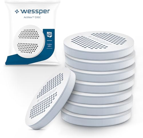 Wessper Wasserfilter MicroDisc 8er Pack | Filter Disc Replacement für Brita MicroDisc Trinkflaschen und Karaffen | Ncht Gwebte Aktivkohle, Mikropartikel, Reduzierung von Chlor und Schwermetalle